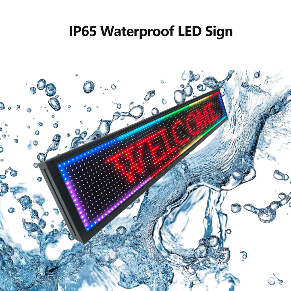 P10 LED Programmable Advertising Sign, High Brightnes Outdoor Digital Sign Waterproof, WiFi Control LED Open Signs for Business, Electronic Message Display Board 115"X14"