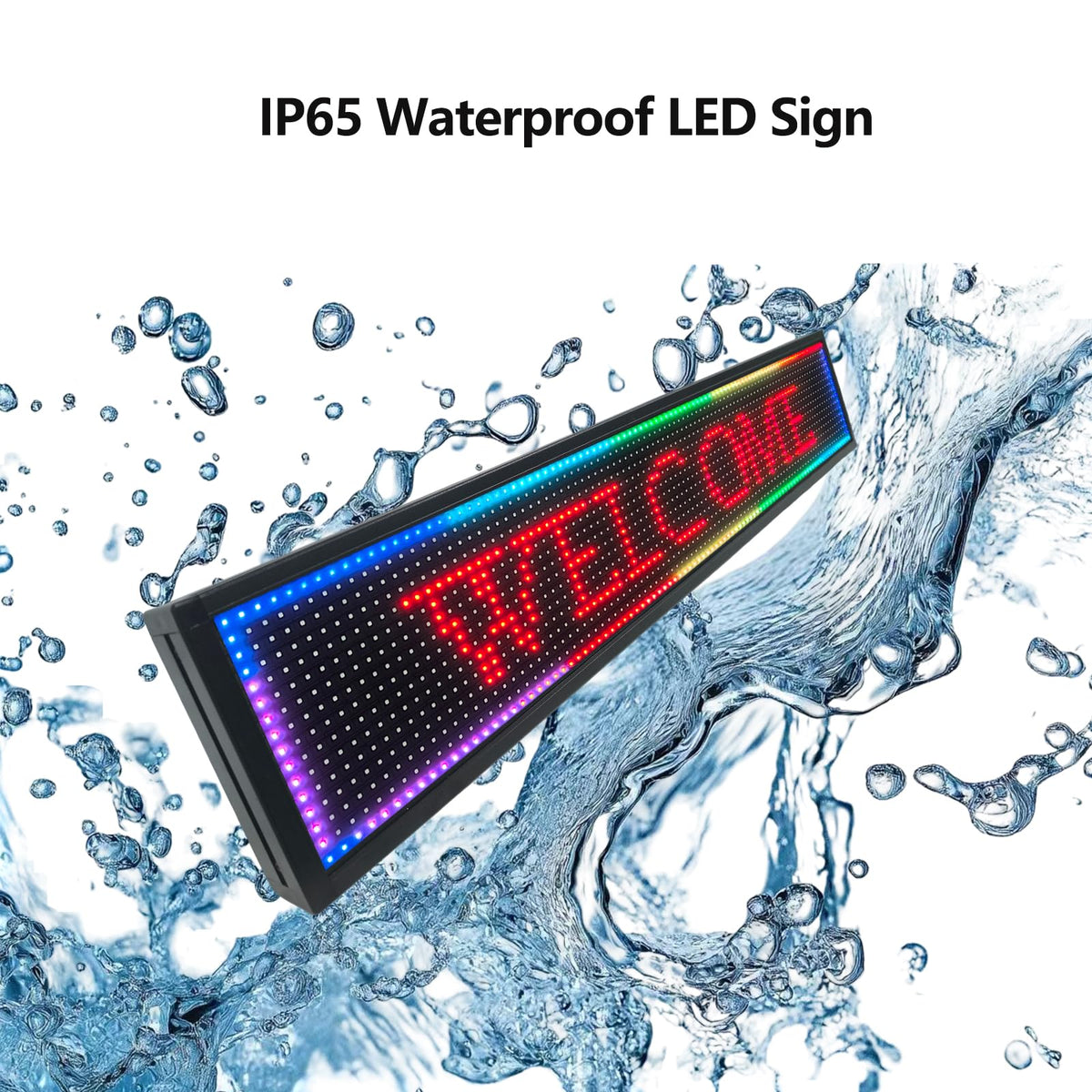 P10 LED Programmable Advertising Sign, High Brightnes Outdoor Digital Sign Waterproof, WiFi Control LED Open Signs for Business, Electronic Message Display Board 115"X14"