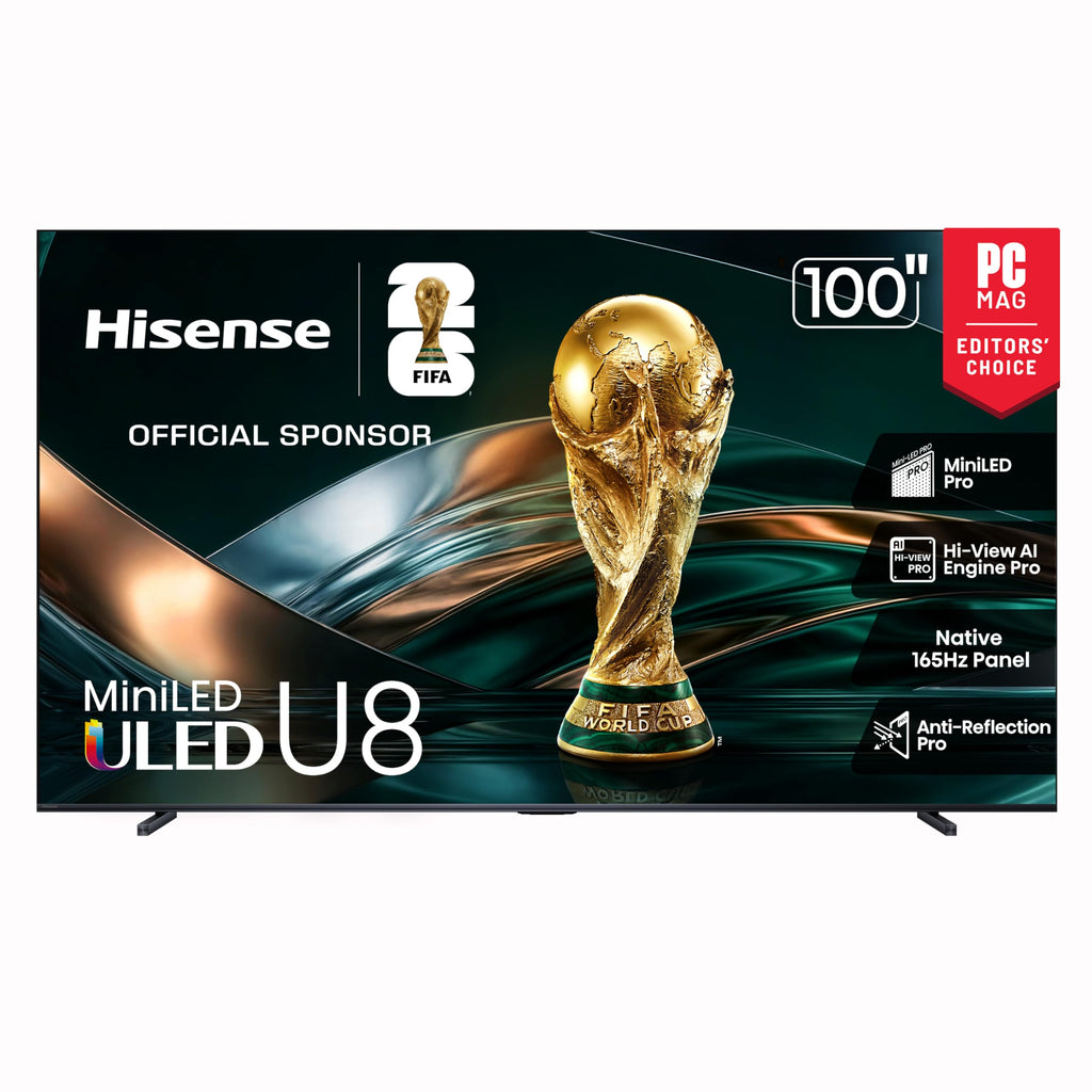 Hisense 65" U8 Series ULED Mini-LED 4K UHD Smart Google TV (65U8QG) - QLED, Native 165Hz, VRR 288, Up to LD5600, 5000 Nits, HDR10+, Dolby Vision IQ Â· Atmos, IMAX Enhanced, 4.1.2 Ch Audio