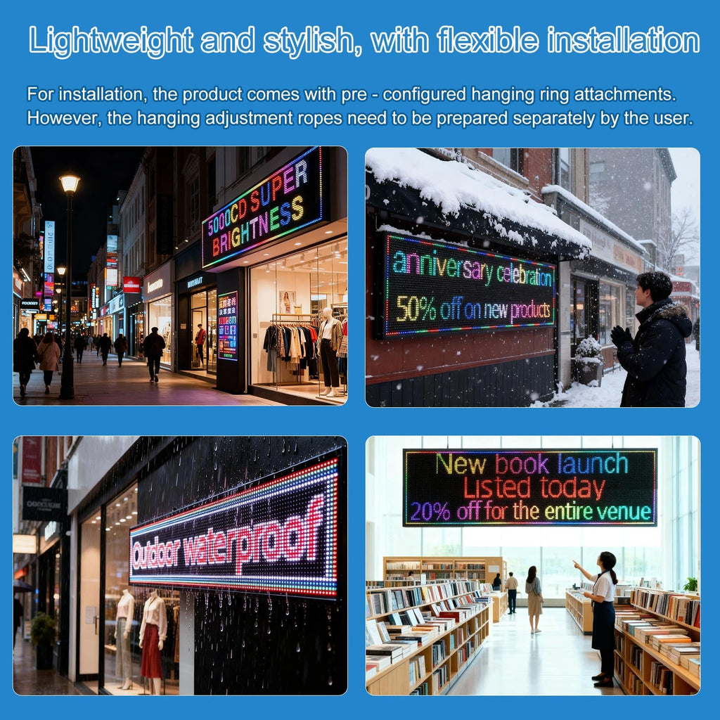 P6(40" * 17") Digital Programmable Scrolling Led Sign Scrolling Outdoor For Business message Board Display Screen Electronic Menu Board Wifi Control Word Light