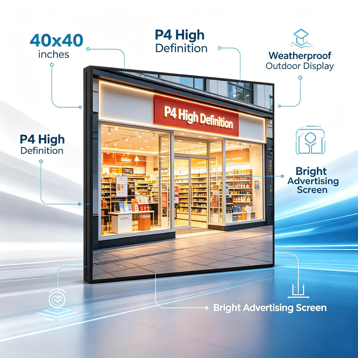 LED Advertising Sign,P5 39x14 Inches Full Color Programmable Digital Board, High Brightness Scrolling Message Display with WiFi & USB Control for Business Promotion
