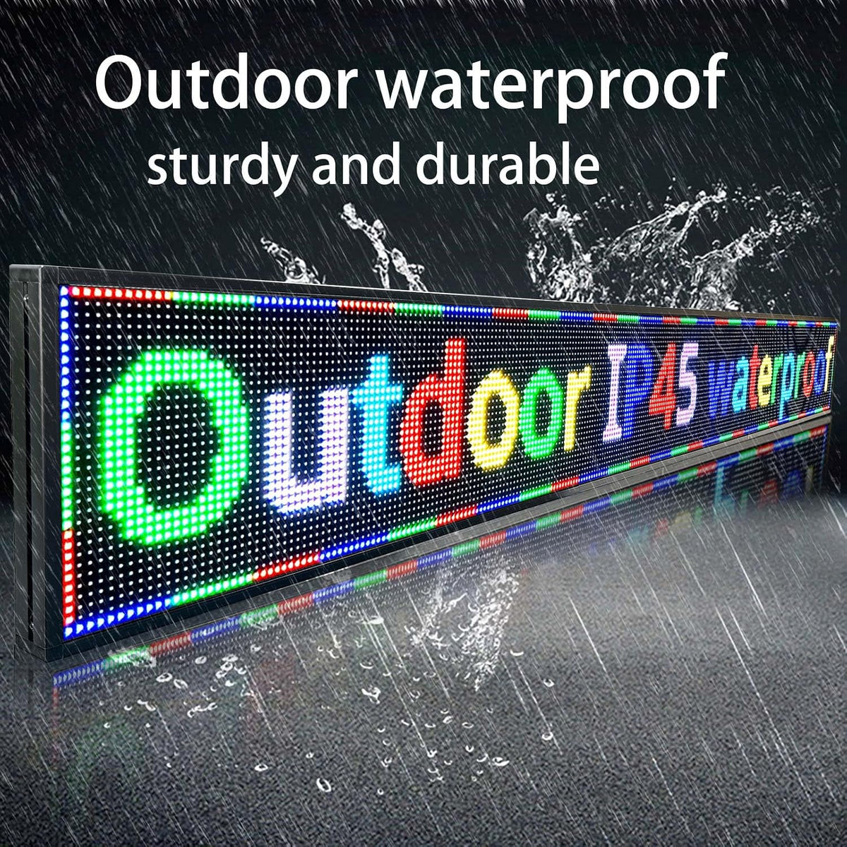 P10 Outdoor Led Sign Programmable Scrolling Digital Display Screen Message Board Bar Custom WiFi Control Store Advertising Open Sign for Businesses Electronic Full Color Word Light (115"x14")