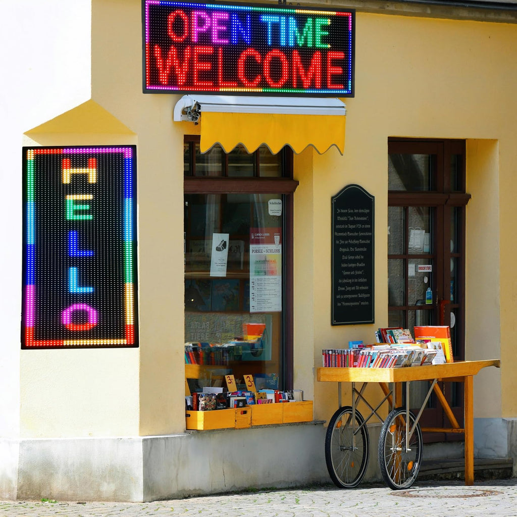 P3 Programmable LED Sign 40"x17" Full Color Outdoor Digital Message Board WiFi Control, IP65 Waterproof, 5000cd Brightness, Scrolling Text/Image/Video Display for Business Store Restaurant Advertising