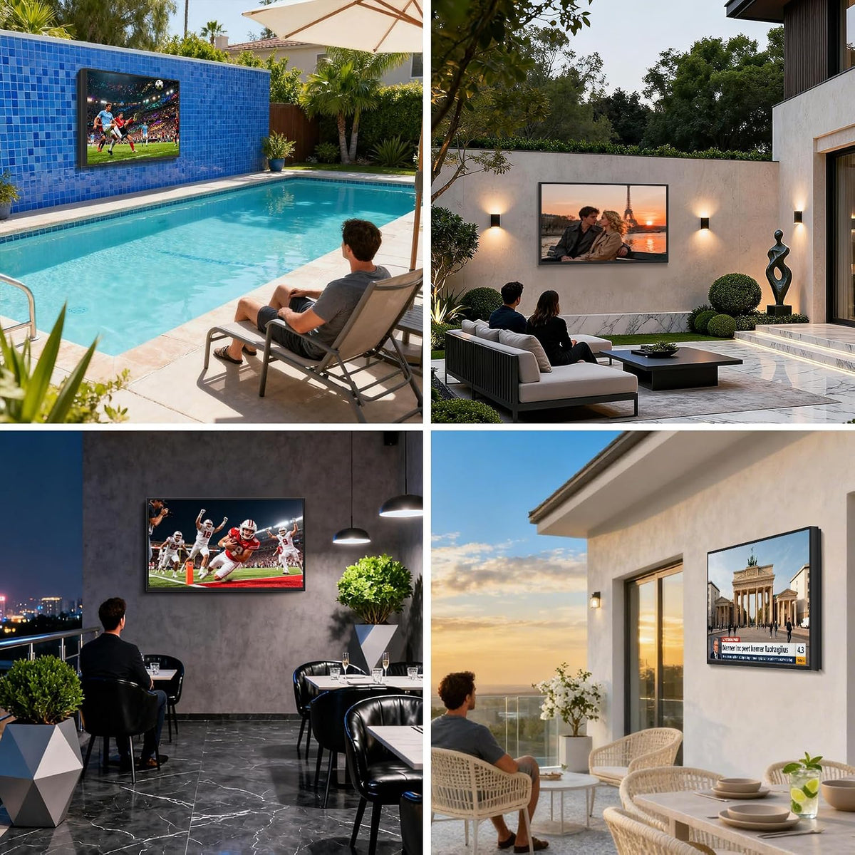 360SPB 55 Inch Outdoor TV, 1000 Nits 4K Smart TV, IP65 Waterproof