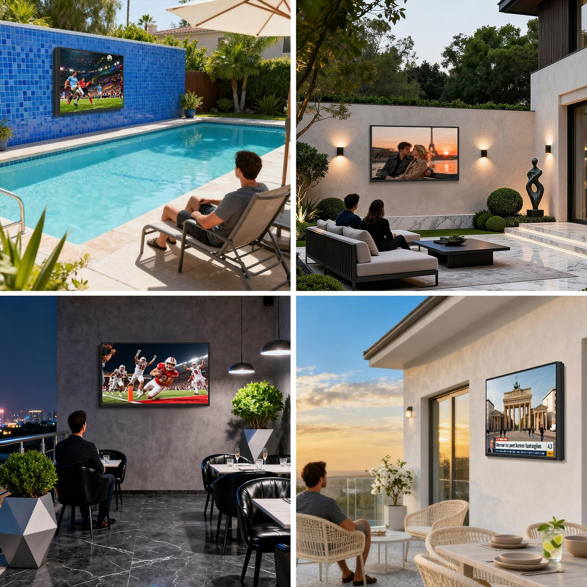 360SPB 55 Inch Outdoor TV, 1000 Nits 4K Smart TV, IP65 Waterproof