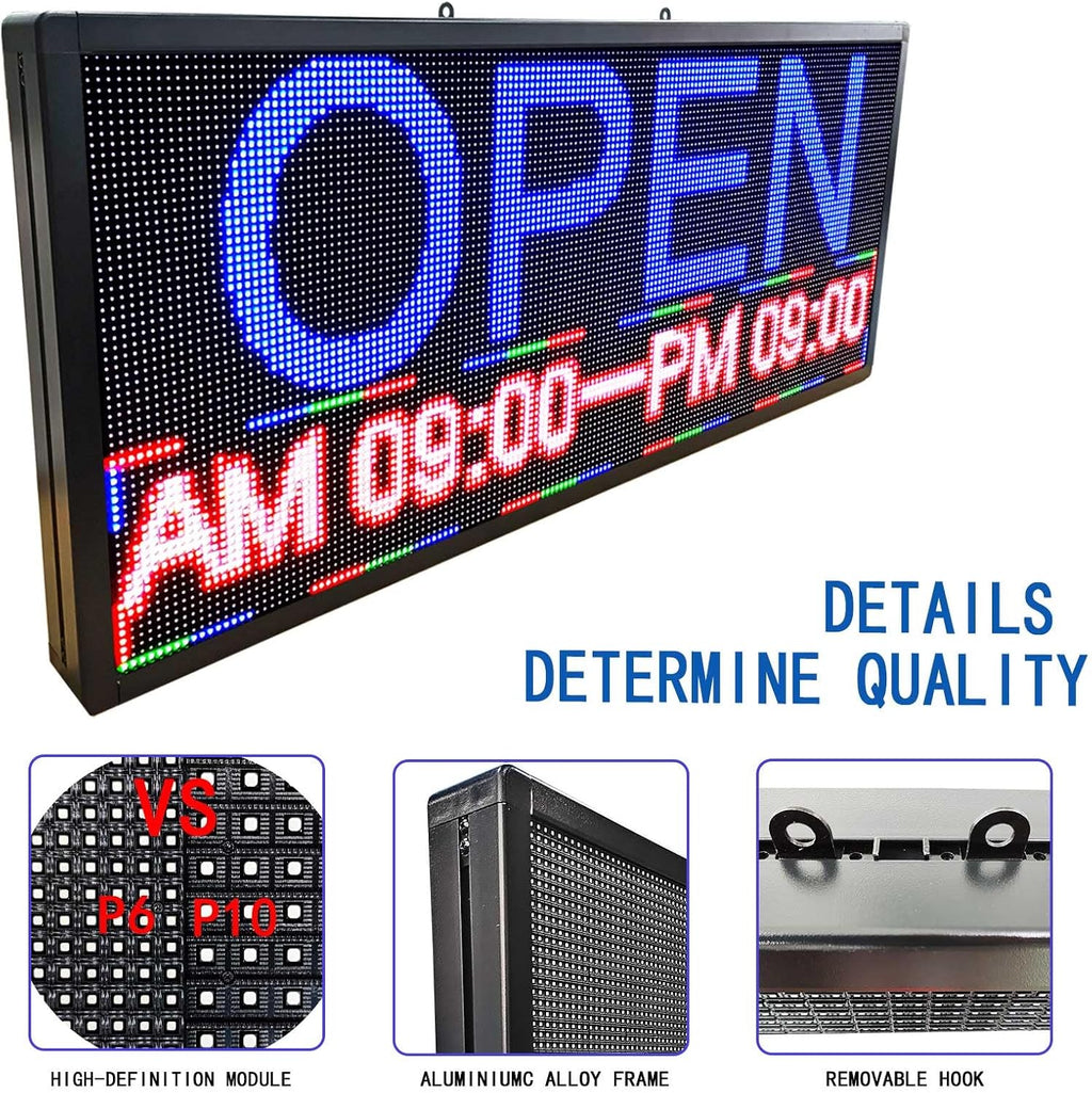 HS P6 40''x17'' Led sign Outdoor Digital Open Neon Programmable Scrolling