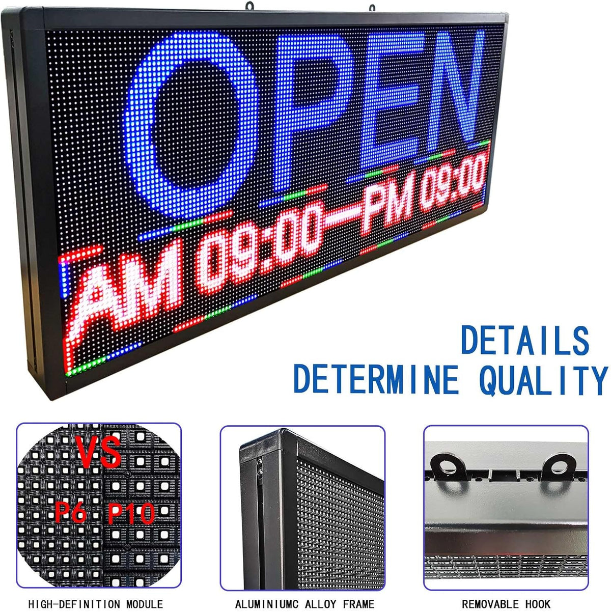 HS P6 40''x17'' Led sign Outdoor Digital Open Neon Programmable Scrolling