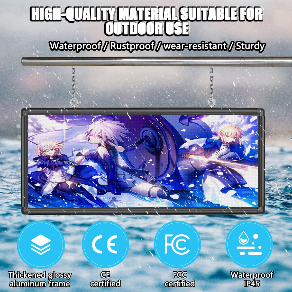 P10 Outdoor Led Sign WiFi Programmable with High Brightness Scrolling LED Sign for Business Digital Advertising Display Electronic Message Board (77''x14'')