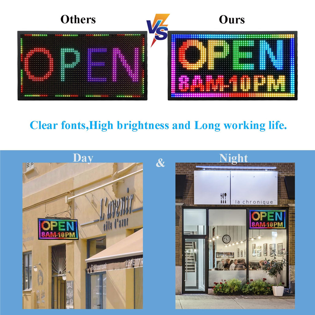 P10 Outdoor RGB Full Color WiFi Programmable Bright LED Scrolling Message Display Board 65âx14â Led Sign, Led Digital Sign Board, Perfect Solution for Store Advertising