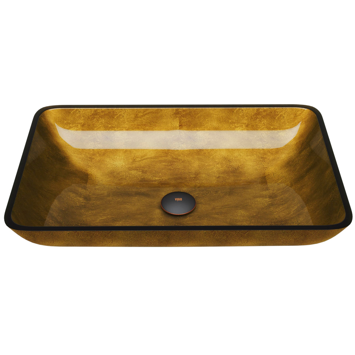 Vigo Vessel Sink Brown - 23â Artistic Rectangular Bathroom Vessel Sink, Tempered Glass Above Counter Sink with NonStickShield & QuickDrain, Modern Luxury Design