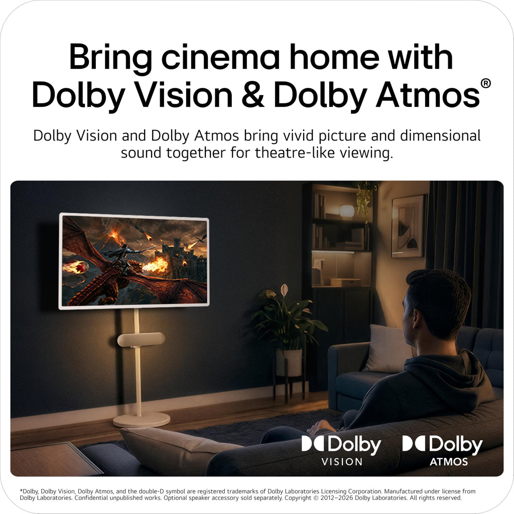 LG 27-Inch StanbyME 2 with Folio Cover, Portable Touch Screen TV, Dolby Vision, HDR10, Filmmaker Mode, Built-in Battery, Full Swivel Rotation (27LX6TYGA, 2025)