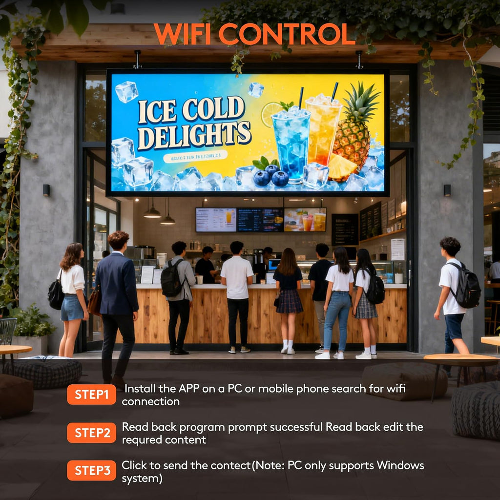 P5 Programmable LED Signs 65"x34" IP65 Waterproof Outdoor Digital Display with WiFi & USB Control, Full-Color 320Ã160 SMD Scrolling Text/Image/Video Advertising Board for Business