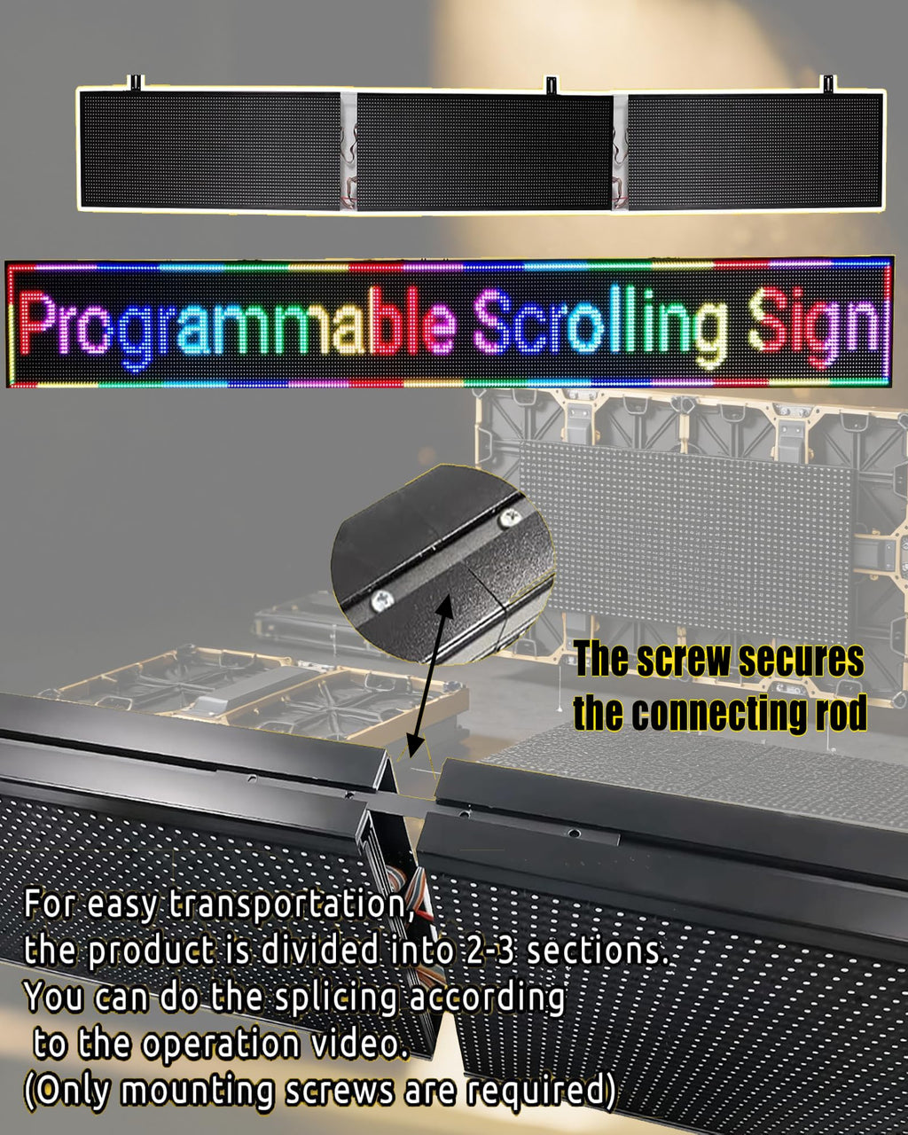 P10 Programmable LED SIGN 40"Ã8" Scrolling LED Display, High Brightness & IP65 Waterproof Indoor Outdoor Digital Signage led screen, Open Signs Welcome Sign for Store Business Advertising