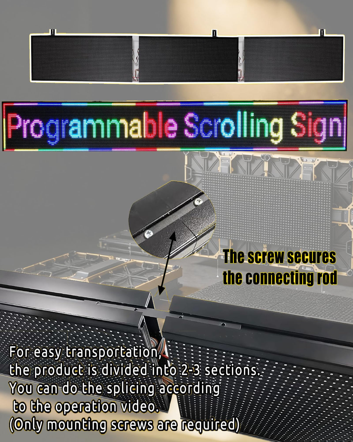 P10 Programmable LED SIGN 40"Ã8" Scrolling LED Display, High Brightness & IP65 Waterproof Indoor Outdoor Digital Signage led screen, Open Signs Welcome Sign for Store Business Advertising