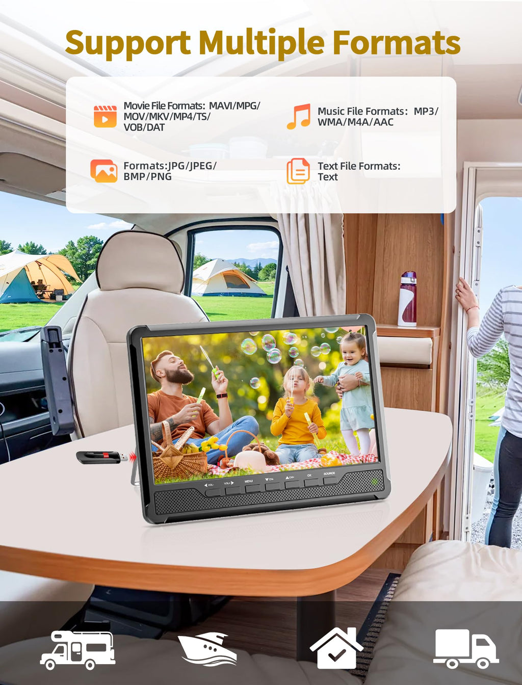 NORTHING 14.2" Portable TV with Antenna,1080P Rechargeable TV