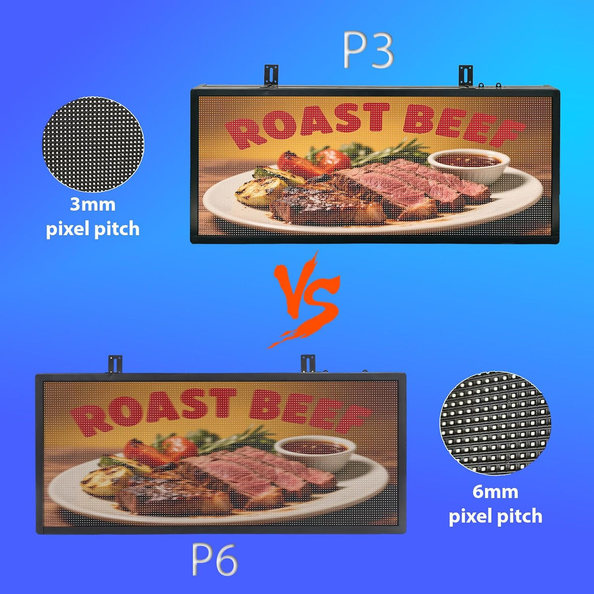 P3 Full Color Programmable LED Sign, IP65 Outdoor, WiFi Control, Support Custom Video, Electronic Message Board for Business, 40''Ã17''