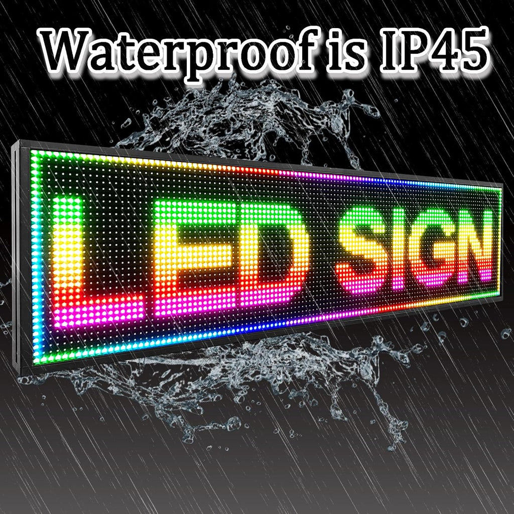 P10 Outdoor RGB Full Color WiFi Programmable Bright LED Scrolling Message Display Board 65âx14â Led Sign, Led Digital Sign Board, Perfect Solution for Store Advertising