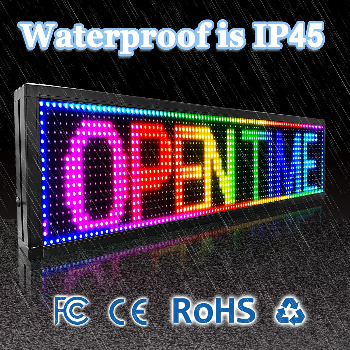 P10 39"x14" Double-Sides LED Advertising Sign Outdoor Digital Billboard with High Brightness, WiFi Programmable for Stores, HD Image/Text Display, Weatherproof & Energy Efficient