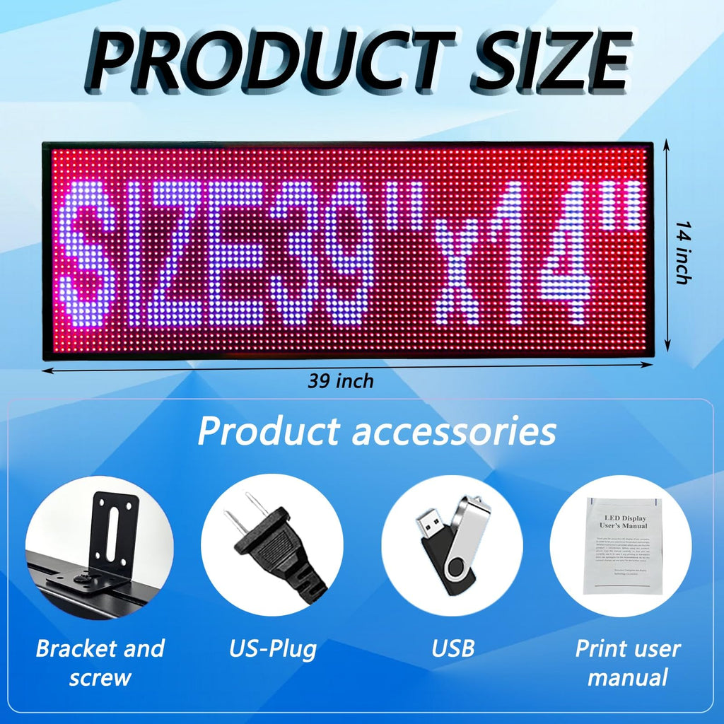 P10 Outdoor Led Sign WiFi Programmable with High Brightness Scrolling LED Sign for Business Digital Advertising Display Electronic Message Board (77''x14'')