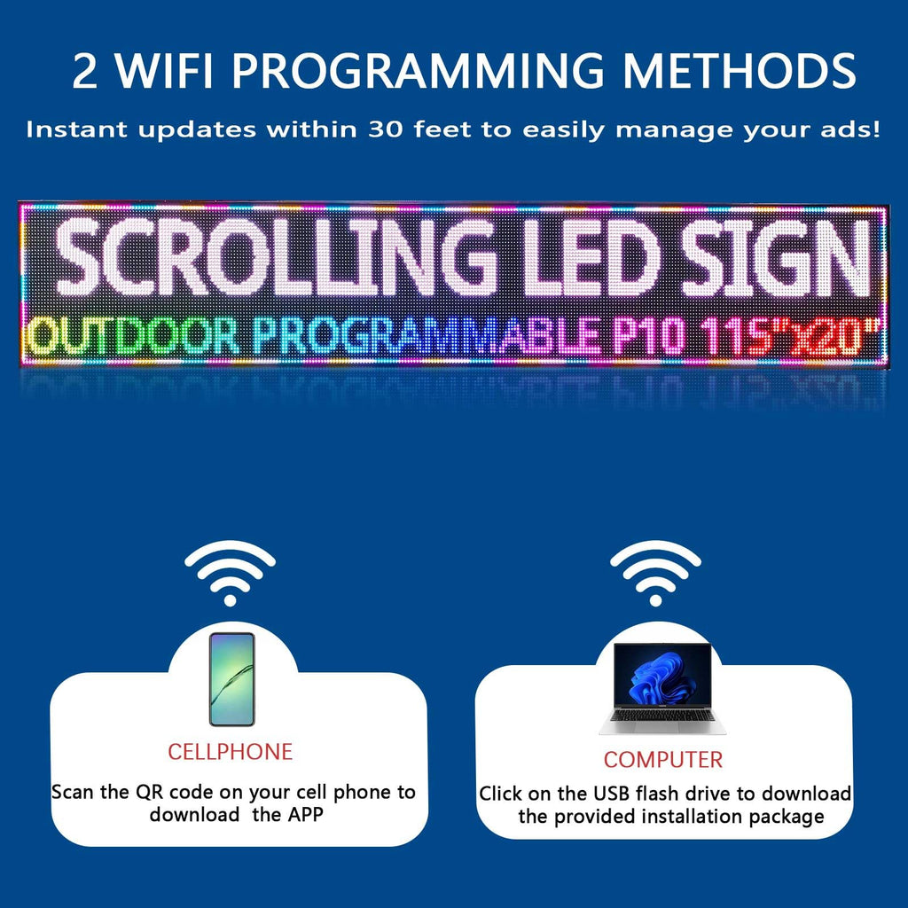 HS Programmable Scrolling Led sign Outdoor Digital Open Neon P10 39''x14''