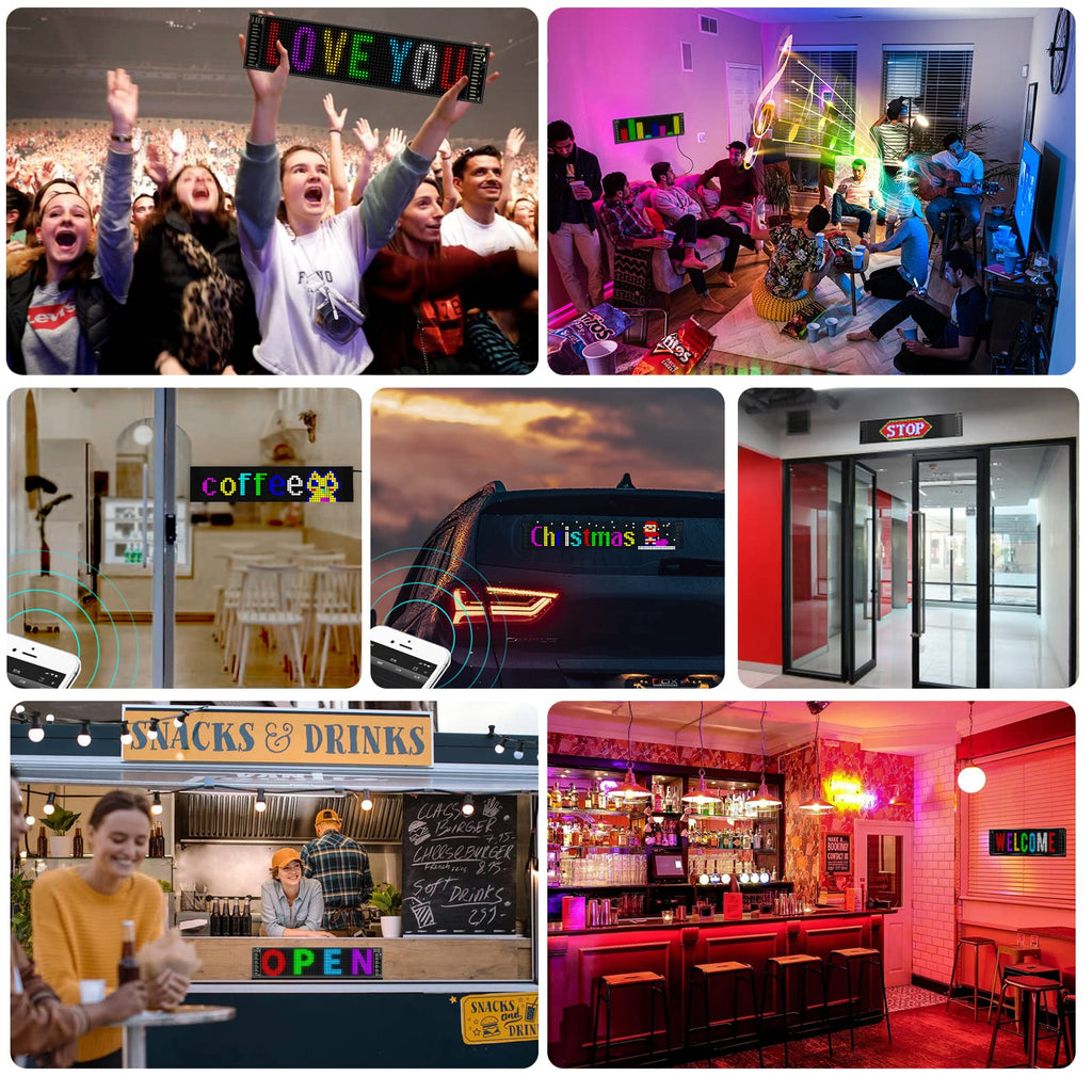 Rayhome 58''x8'' Large Multiple Programmable LED Sign, Full Color Bright Scrolling LED Signs, Bluetooth APP Control Custom Text Pattern Animation digital Display for Store Hotel Bar
