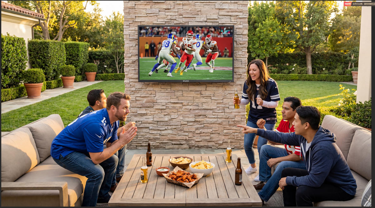 SYLVOX 65'' Outdoor TV, Premium Ultra-Narrow Bezel, IP56 Weatherproof, 1,000-Nit 4K UHD Anti-Glare Screen, Smart Google TV, All-Metal Durable Outdoor TV for Deck, Patio, Partial Sun (Frameless, 2026)