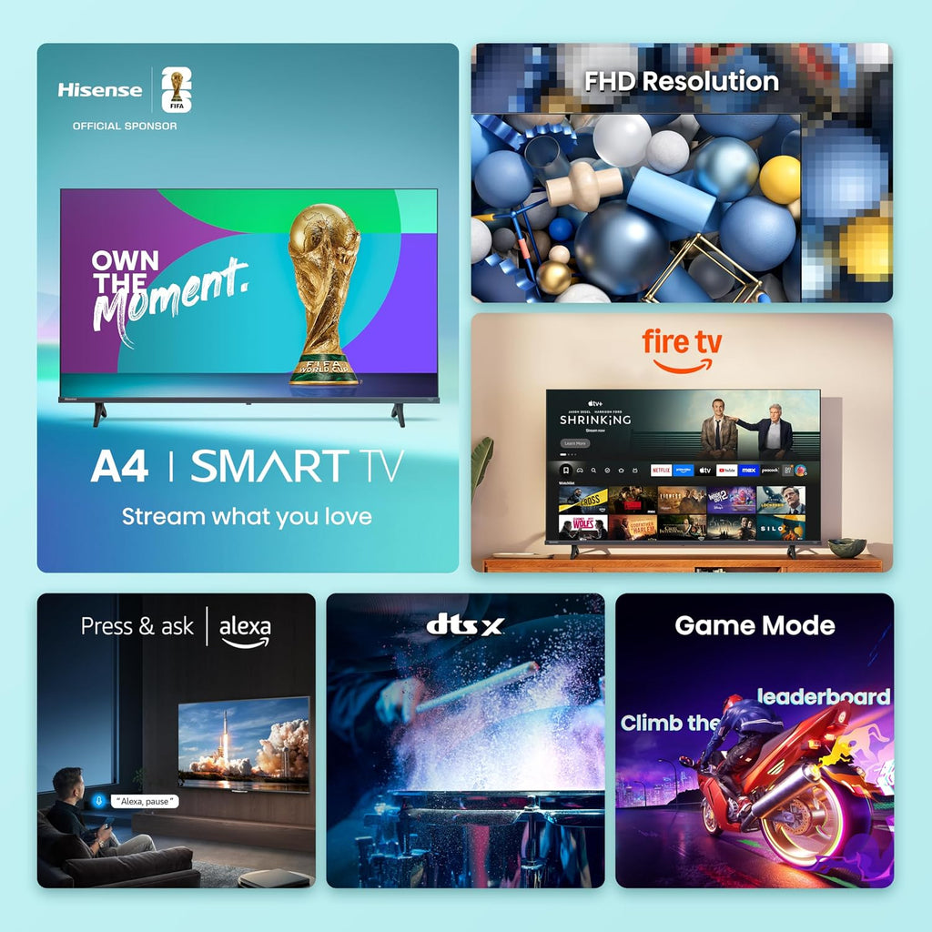 Hisense 32-Inch Class A4 Series FHD 1080p Smart Fire TV (32A4NF, 2025 Model) - DTS Virtual: X, Slim Bezel Design, Alexa Built in