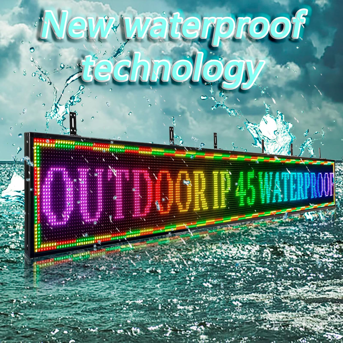 P10 Outdoor Led Sign WiFi Programmable with High Brightness Scrolling LED Sign for Business Digital Advertising Display Electronic Message Board (77''x14'')