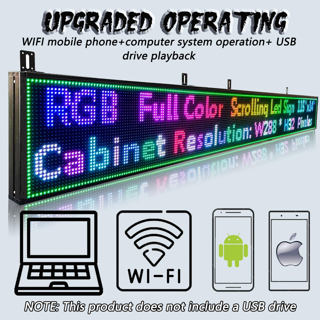 P10 Outdoor Led Sign WiFi Programmable with High Brightness Scrolling LED Sign for Business Digital Advertising Display Electronic Message Board (77''x14'')