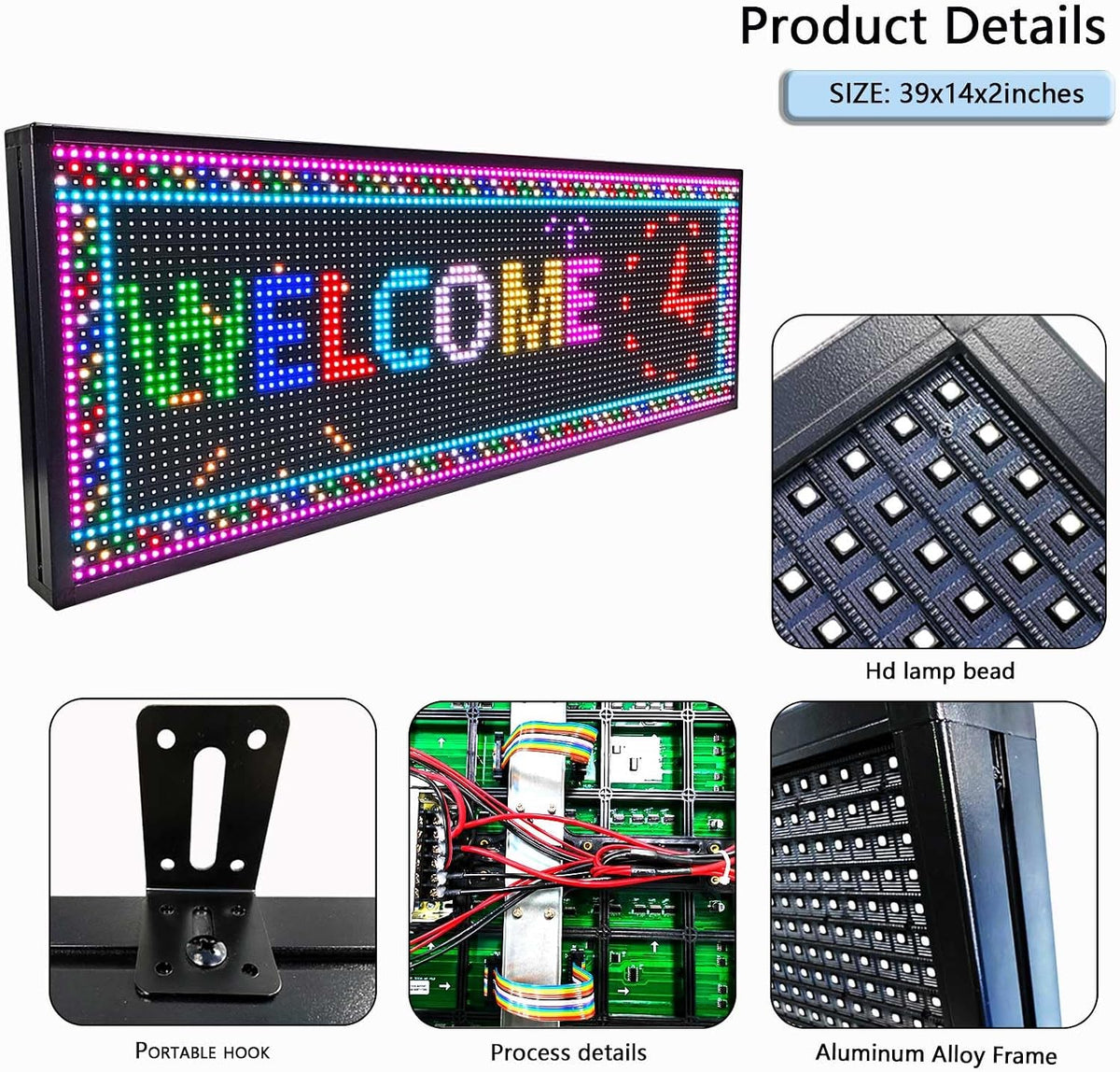 Led Sign Outdoor Programmable Scrolling Digital Open Neon P10 39''x14''
