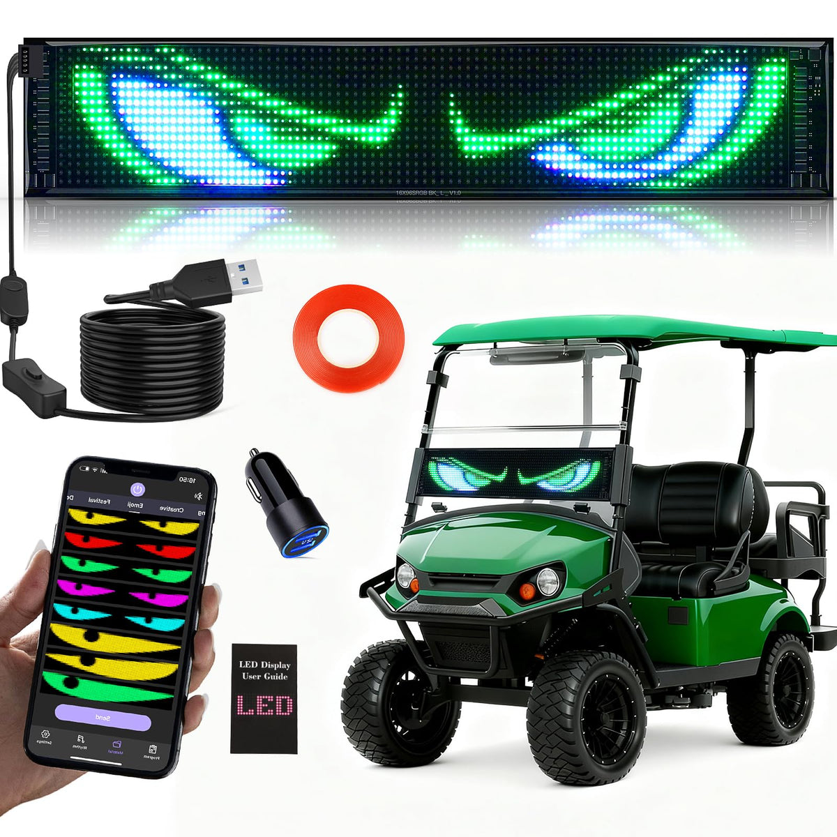 KJOY Bright Large Programmable LED Sign, 77''x8'' Flexible Scrolling LED Sign, Bluetooth App Control Custom Text Digital LED Display for Store, Schools, coffee, shop, Hotel