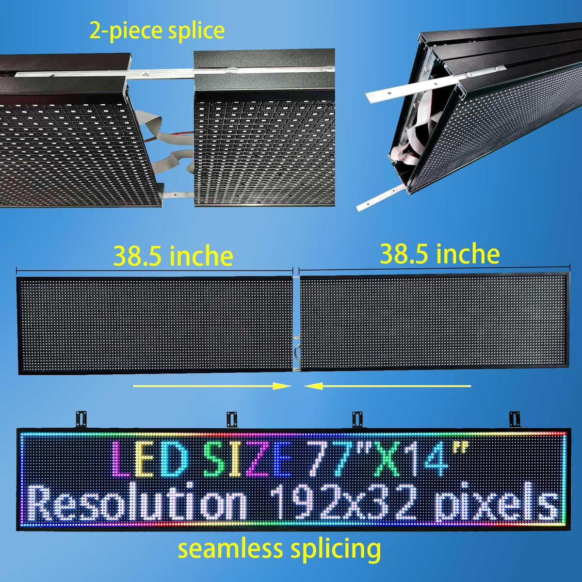 P10 Outdoor Led Sign Programmable Scrolling Digital Display Screen Message Board Bar Custom WiFi Control Store Advertising Open Sign for Businesses Electronic Full Color Word Light (115"x14")