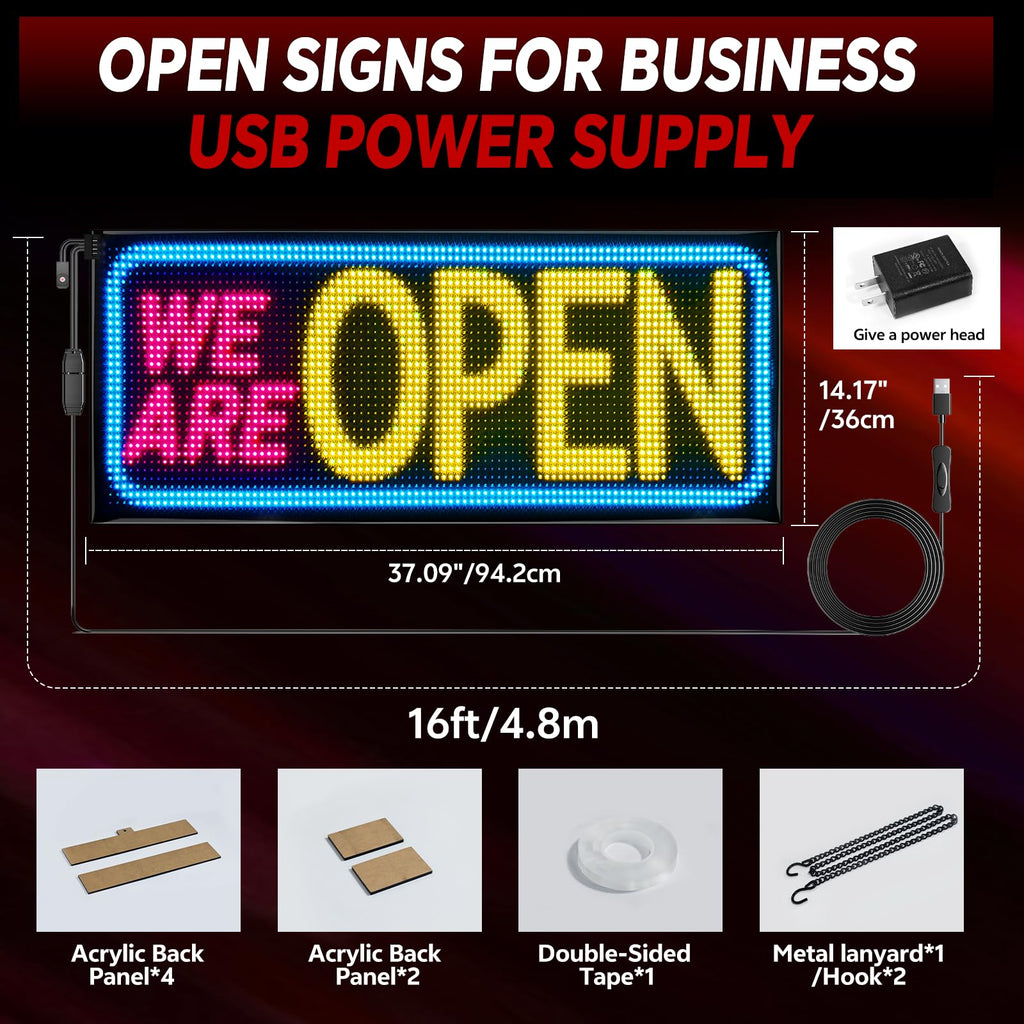 Rayhome 58''x8'' Large Multiple Programmable LED Sign, Full Color Bright Scrolling LED Signs, Bluetooth APP Control Custom Text Pattern Animation digital Display for Store Hotel Bar