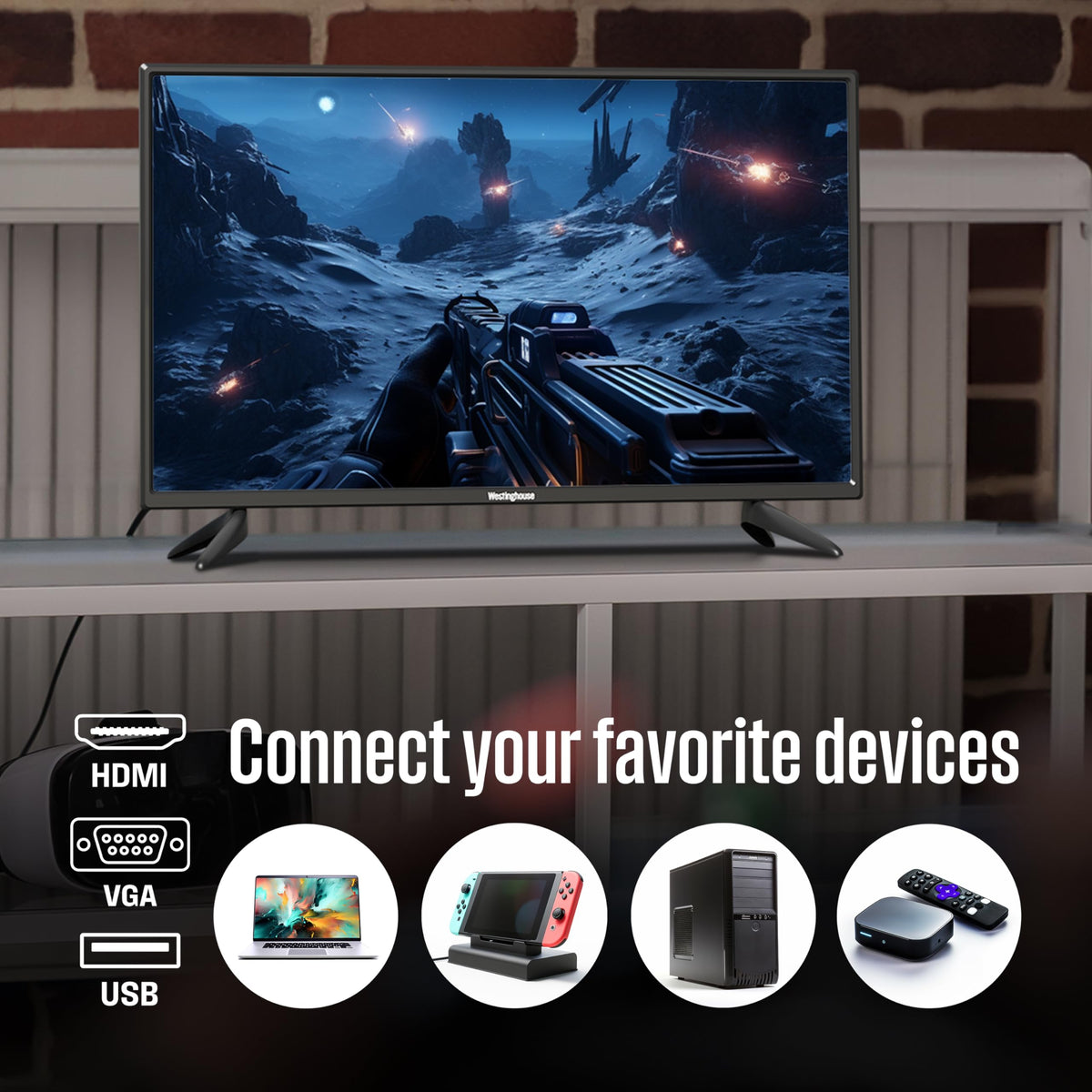 Westinghouse 32 Inch TV, HD LED Small Flat Screen Non-Smart Television, Works with Fire Stick, Roku, Apple TV, TiVo, Xumo, and Streaming Devices (2026 Model)