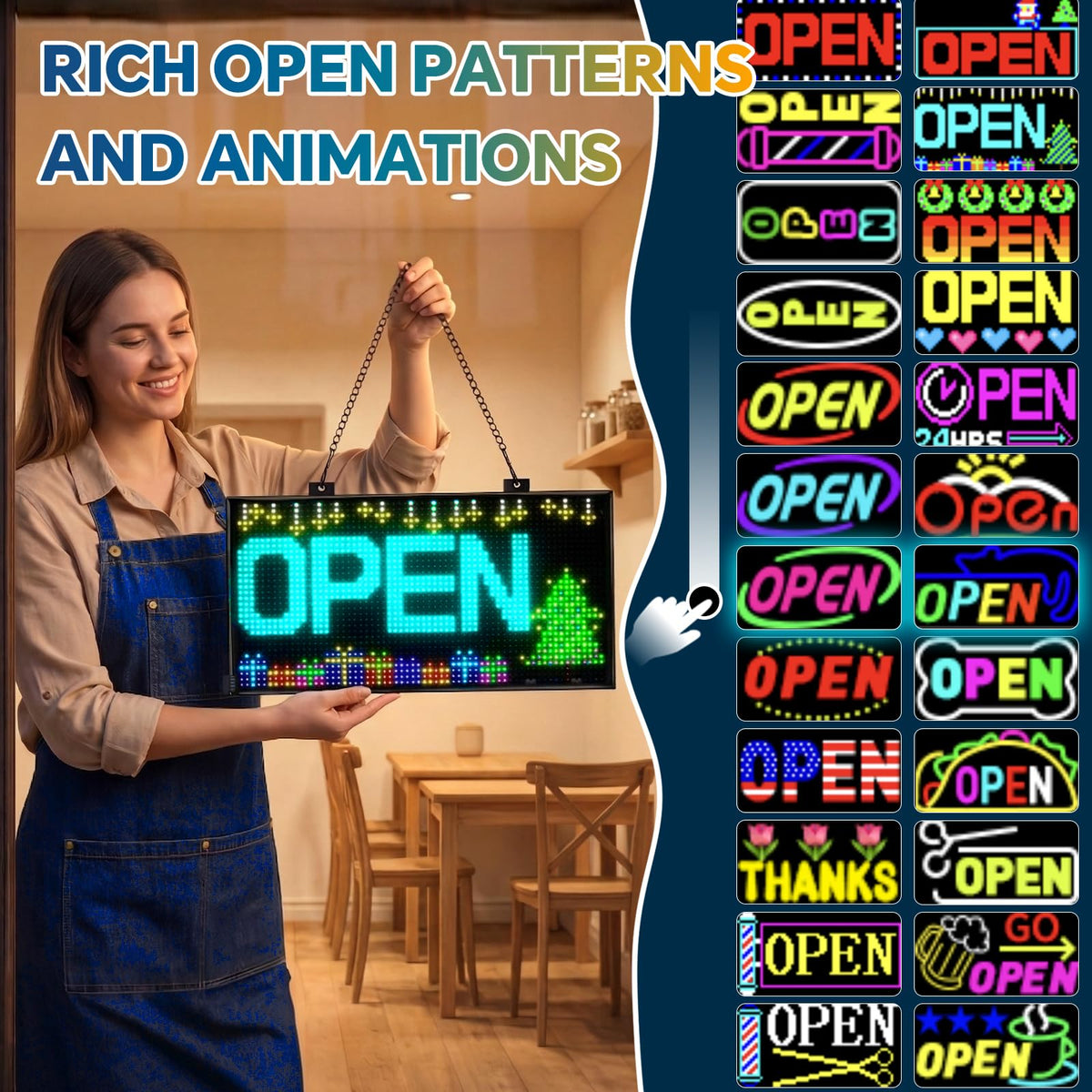 Rayhome 58''x8'' Large Multiple Programmable LED Sign, Full Color Bright Scrolling LED Signs, Bluetooth APP Control Custom Text Pattern Animation digital Display for Store Hotel Bar