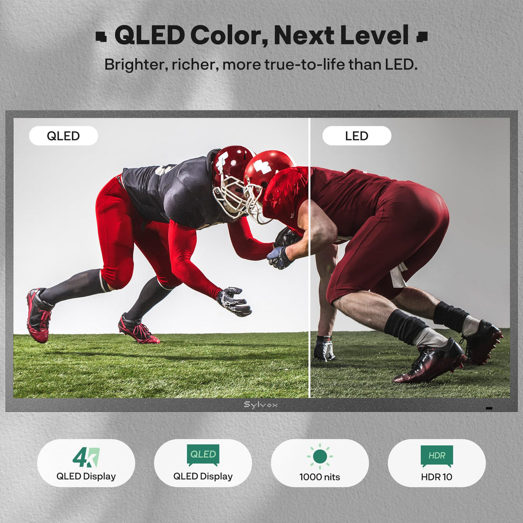 SYLVOX 75" QLED Outdoor TV, Smart Google TV, Anti-Glare 4K UHD, Dolby Atmos