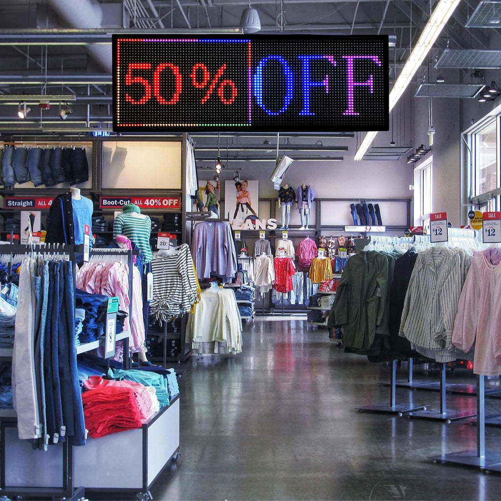 P10 Programmable LED Sign, 40"x14" Scrolling LED Sign for Business, Waterproof LED Display with WIFI & USB Control, 96x32 Pixels SMD Technology Digital Advertising Sign for Shop, Hotel, Store, Restaurant