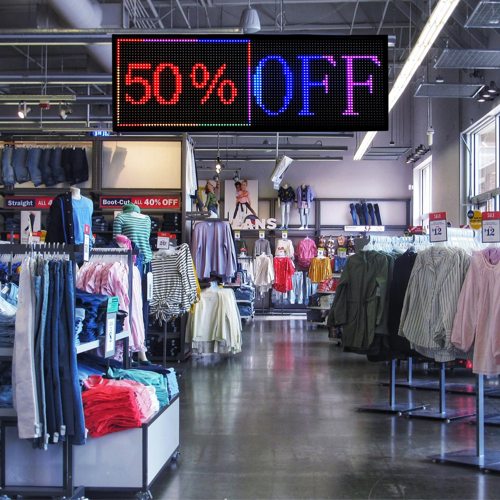 P10 Programmable LED Sign, 40"x14" Scrolling LED Sign for Business, Waterproof LED Display with WIFI & USB Control, 96x32 Pixels SMD Technology Digital Advertising Sign for Shop, Hotel, Store, Restaurant