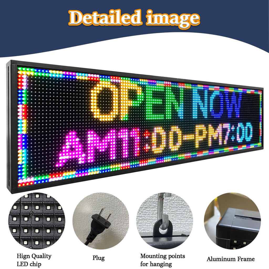 P10 39"x14" Double-Sides LED Advertising Sign Outdoor Digital Billboard with High Brightness, WiFi Programmable for Stores, HD Image/Text Display, Weatherproof & Energy Efficient