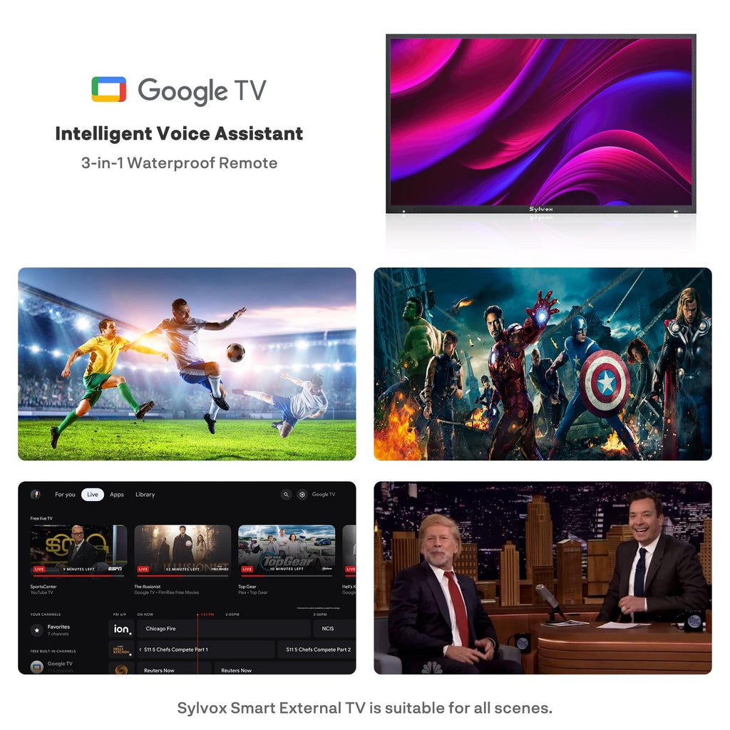 SYLVOX 43 Inch Outdoor TV, Weatherproof Google TV, IP56 Waterproof TVs