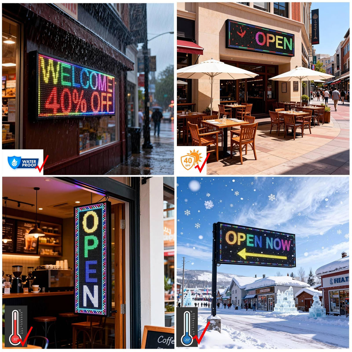 P6 Programmable Led Sign Custom Scrolling Outdoor Digital Signs For Businesses Display Screen Electronic Message Board Stock Ticker Advertising Pixel Led Panel Marquee 40"X17"