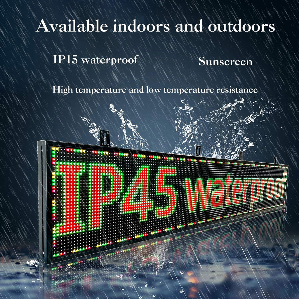 P10 Outdoor Led Sign Programmable Scrolling Digital Display Screen Message Board Bar Custom WiFi Control Store Advertising Open Sign for Businesses Electronic Full Color Word Light (115"x14")