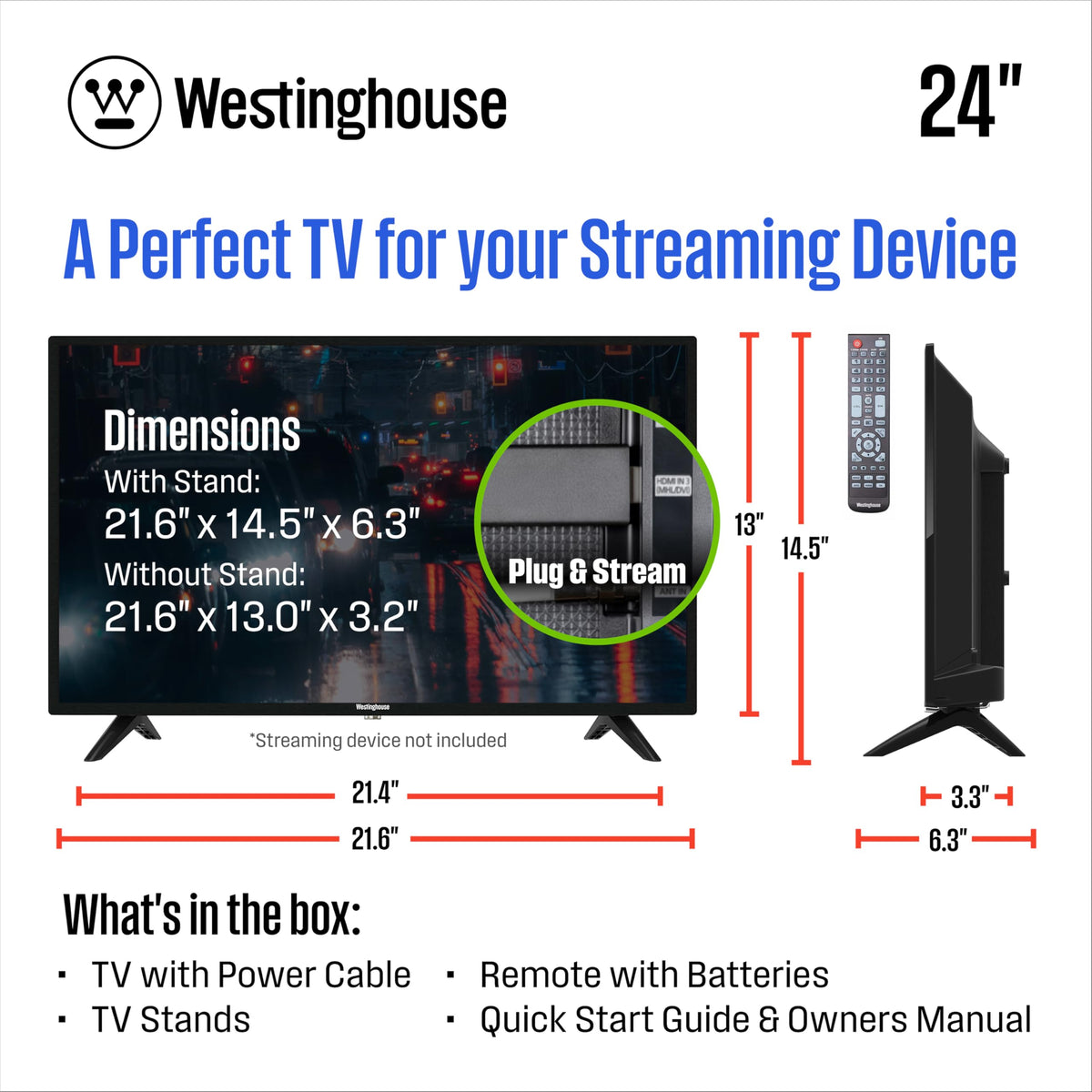 Westinghouse 32 Inch TV, HD LED Small Flat Screen Non-Smart Television, Works with Fire Stick, Roku, Apple TV, TiVo, Xumo, and Streaming Devices (2026 Model)