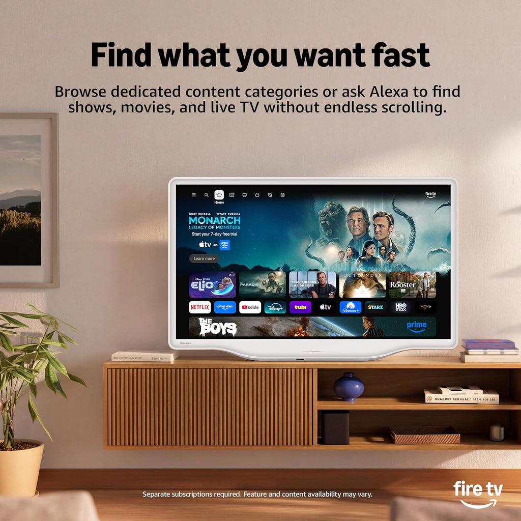 Hisense 43-Inch S5 DÃ©coTV Series Hi-QLED 4K UHD Smart Fire TV (43S5QF, 2026 Model) â Versatile Fit, HiâQLED Color, Dolby Vision & Atmos, VRR Gaming, Stream Live TV Without Cable