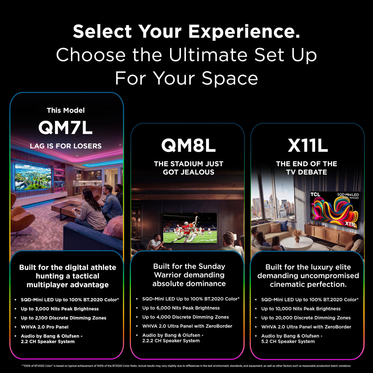 TCL 65 Inch Class QM7L Series | SQD-Mini-LED QLED Smart TV | 65QM7L, 2026 Model | 144Hz | Ultimate Color Ultra Brightness & Contrast | Google AI Bang & Olufsen | Voice Gaming Streaming Television