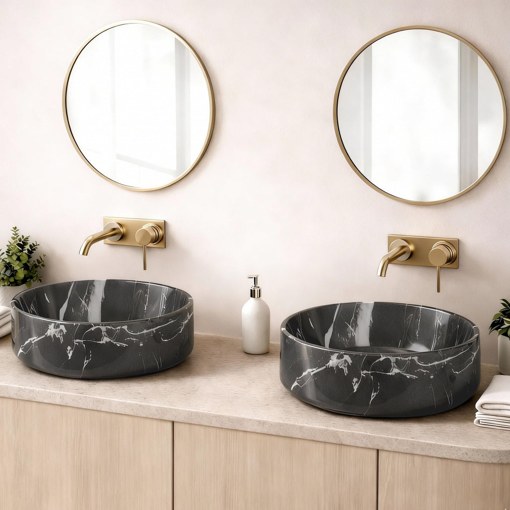 KES 16 Inch Round Vessel Sink, Bowl Sink for Bathrooms, White Ceramic