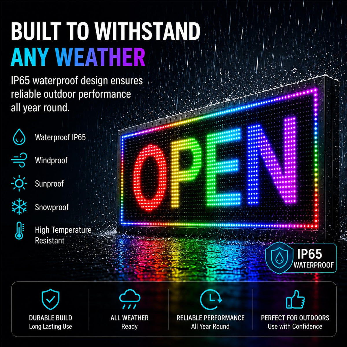 P3 Outdoor Programmable LED Sign, Full Color Digital Display for Business