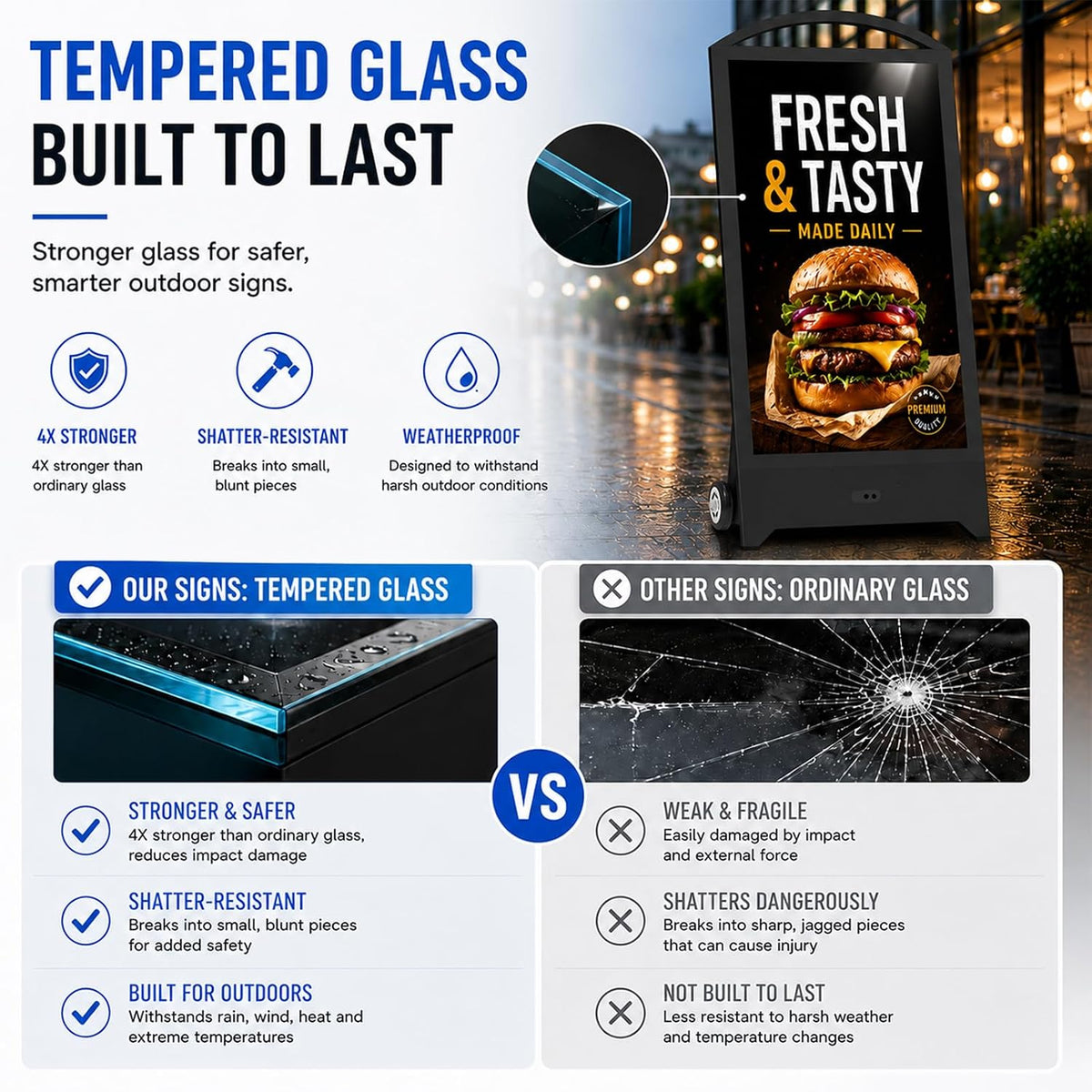 43" Outdoor Digital Signage, 2000nits Portable Digital Signage Display
