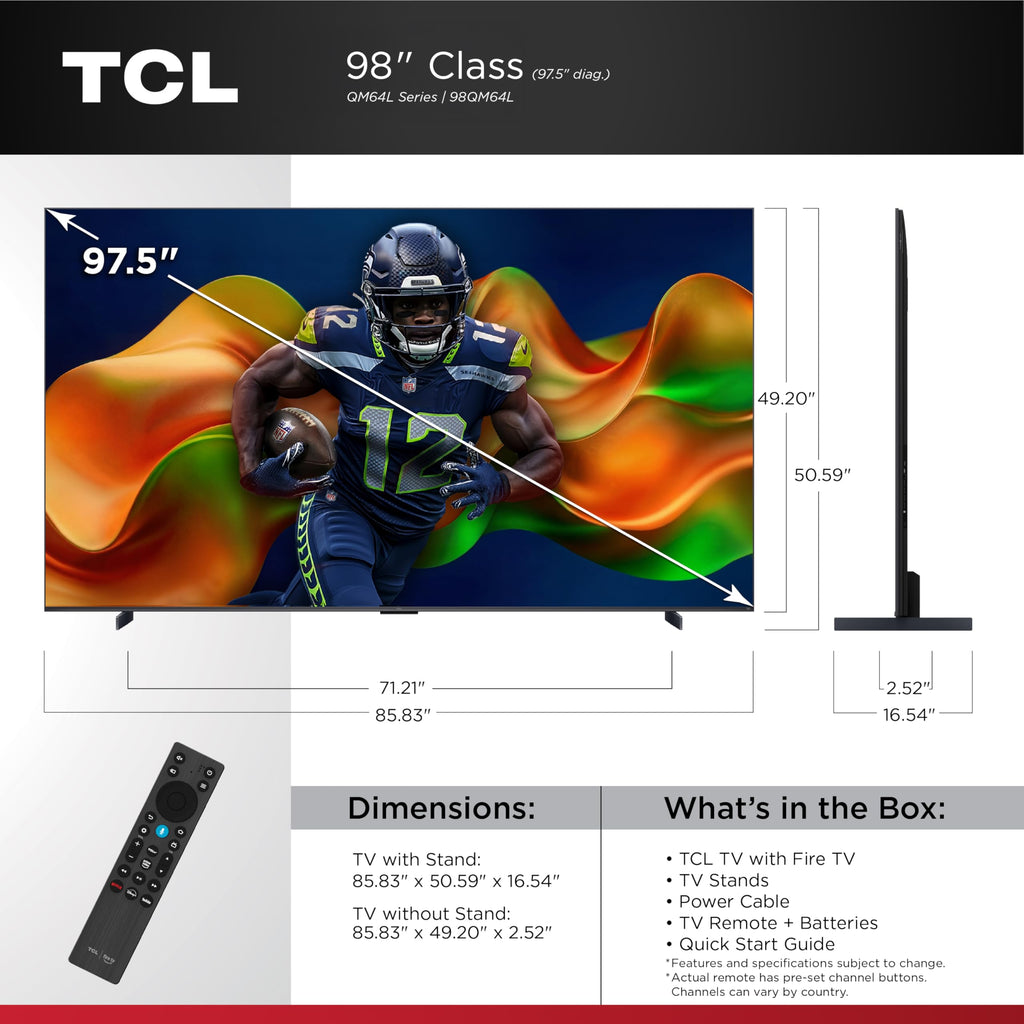 TCL 65-Inch QM64L Series | Mini LED QLED 4K HDR Gaming TV for Sports & Movies | 65QM64L, 2026 | 144Hz VRR, Dolby Vision Atmos, Alexa+ Voice Remote, Amazon Exclusive Smart Fire TV