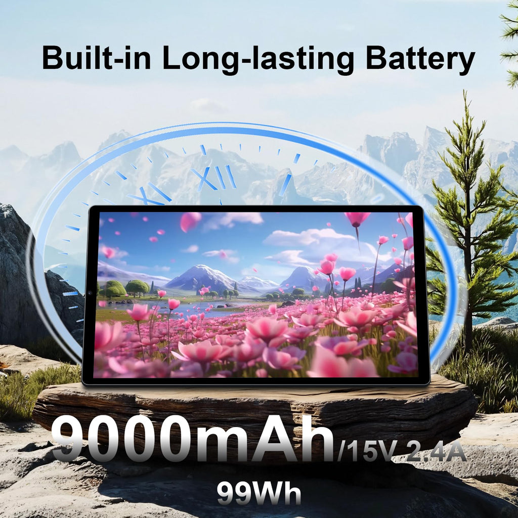 32-Inch FHD Smart Portable TV, Rolling TV on Wheels, Built-in Battery, Android 15 OS, Touch Screen Monitor, 6GB RAM + 128GB Storage, 8MP Camera, Full Swivel Rotation, Voice Remote